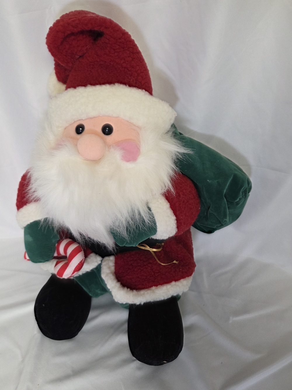 Vtg International Silver Company Christmas Santa Claus 12" Plush Sack Candy Cane